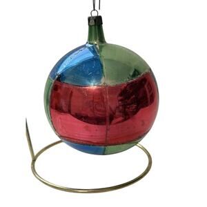 Vintage Poland Jumbo Glass Diamond Squared Christmas Ornament